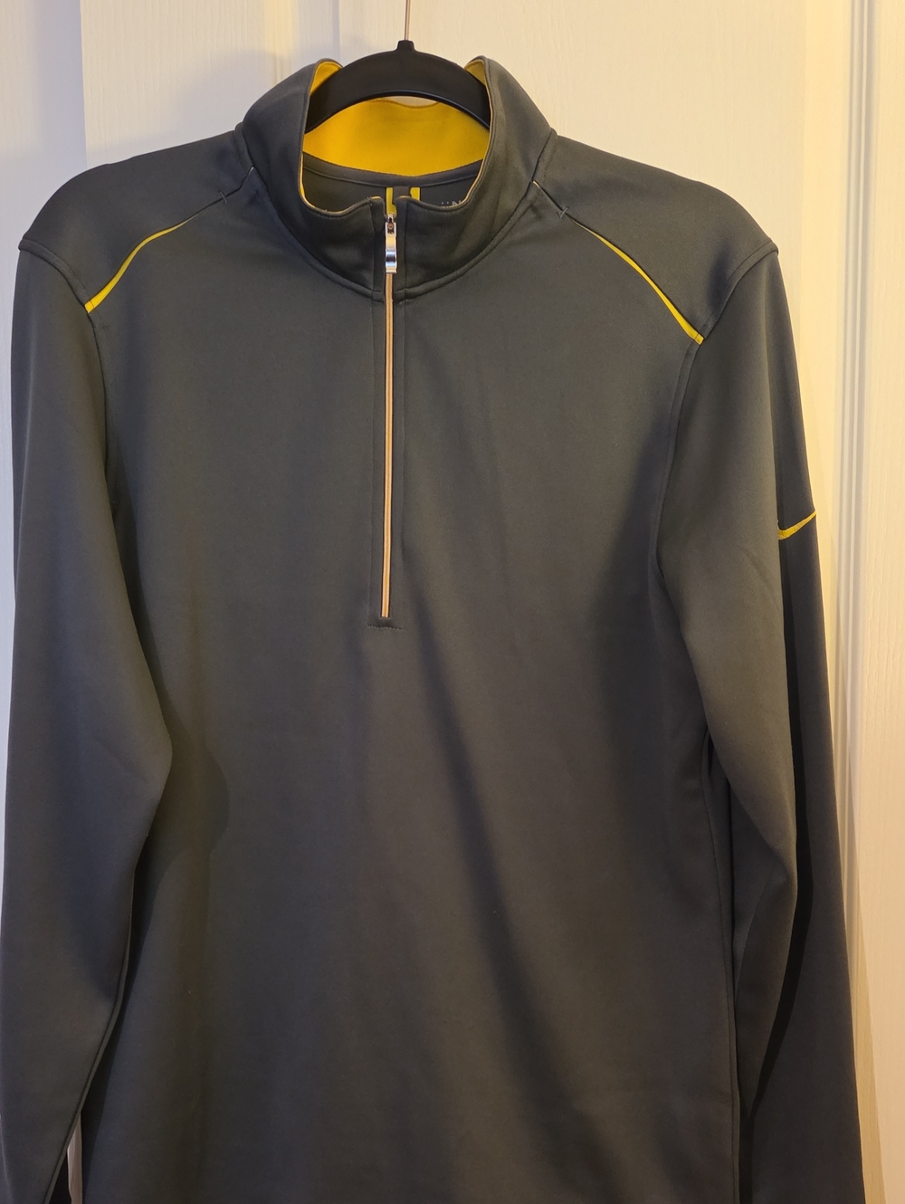 Nike Men's Golf Half-Zip Performance Pullover Jacket - Gray with Yellow Trim